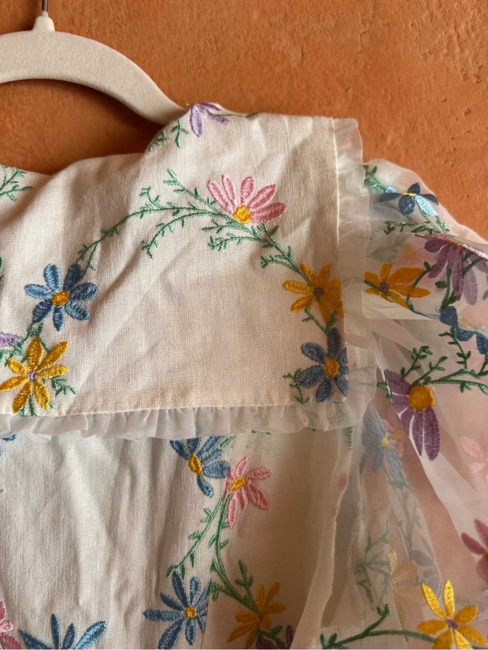 For Love & Lemons Marjorie Mini Dress NWT Floral Embroidered Puff Sleeve Medium - Picture 9 of 11